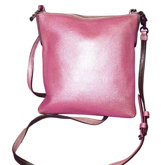 Coach 2017 Kitt Metallic Pink Crossgrain Leather Messenger Crossbody Bag - Picture 2 of 11